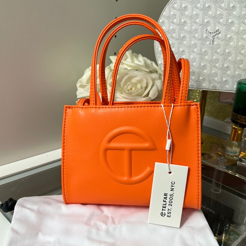 Orange Telfar Small Telfar Shopping Bag